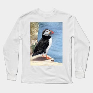 Puffin on cliff edge Long Sleeve T-Shirt